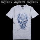 アレキサンダーマックイーン Alexander McQUEEN メンズ トップス Tシャツ 半袖 ロゴ スカルグラフィティアート(木/鳥/花/水)プリント付Tシャツ グレー 174981 QCZ52 0902 (R33800) 【送料無料】【smtb-TK】