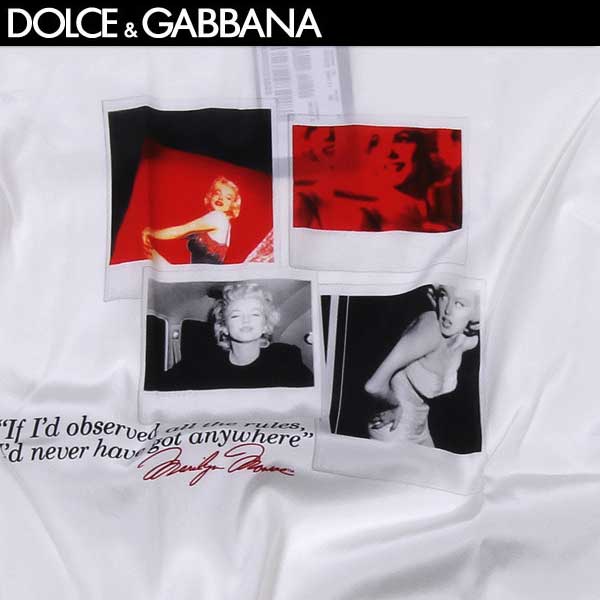 ドルチェ＆ガッバーナ DOLCE&GABBANAドルガバ レディース トップス 半袖 Tシャツ シルク フォトプリント入りカットソー ホワイト 白系 F8F83T G7XO3 W0111 14S (R69800)【送料無料】【smtb-TK】