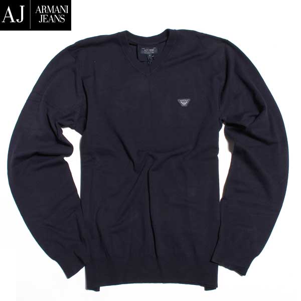 アルマーニ アルマーニジーンズ ARMANI JEANS メンズ トップス ニット セーター ロゴ チェスト部分ロゴワッペン付Vネックライトニット 6X6MA4 6M0IZ 0552 61A (R23760) 【送料無料】【smtb-TK】