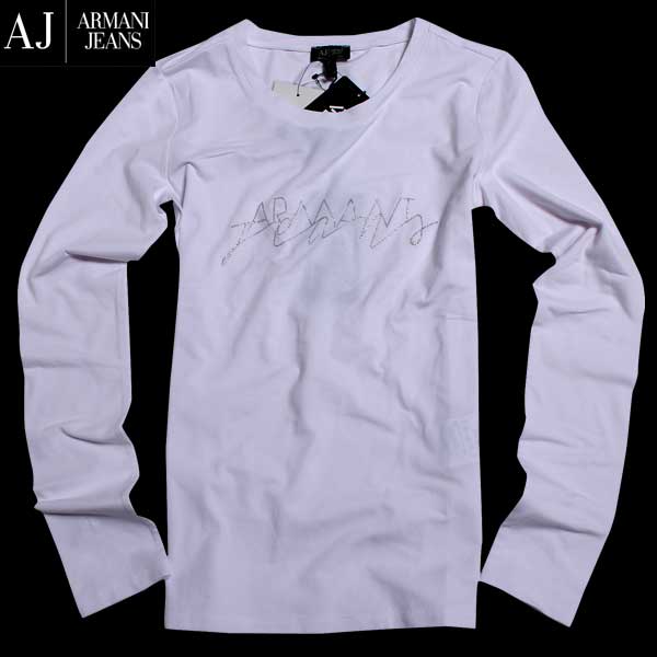 アルマーニジーンズ ARMANI JEANS レディース トップス カットソー ロンT 長袖 ロゴ ARMANIシルバーロゴ付ロングスリーブTシャツ ホワイト 6X5T43 5JABZ 1100 (R14040) 【送料無料】【smtb-TK】