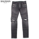 バルマン BALMAIN メンズ パンツ ジーパンジーンズボトムス ダメージ加工 バイカーズデニム ダークグレー系 黒系 W5HT551 C710V 176 61I (R182520) 【送料無料】【smtb-TK】