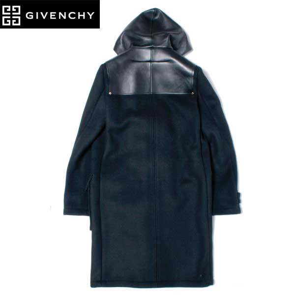 ジバンシー GIVENCHY メンズ アウター ジャケット コート レザー切り替えしダッフルコート ブラック 0080 047 01 61A (R485000)【送料無料】【smtb-TK】