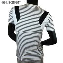 ニールバレット Neil Barrett メンズ トップス 半袖 Tシャツ 総柄ボーダーライン入りクルーネックTシャツ ホワイト 色違い(ブラック)あり PBJT181B E517C 526 71S (R42120)【送料無料】【smtb-TK】