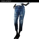 ディースクエアード DSQUARED2 レディース パンツ ボトムス デニム ロゴ BOYFRIEND JEAN クラッシュ加工・パンチングレザーロゴパッチ付クロップドデニム S75LA0887 S30144 470 71S (R74520)【送料無料】【smtb-TK】