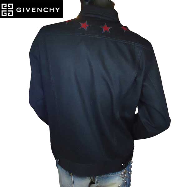 ジバンシー GIVENCHY メンズ アウター ジャケット ロゴ レッドスターロゴワッペン・ボタンロゴ刻印付シャツジャケット 黒 0907 461 001 71S (R143200)【送料無料】【smtb-TK】