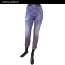 ディースクエアード DSQUARED2 レディース パンツ ボトムス デニム ダメージ COOL GIRL CROPPED JEAN ロゴ クラッシュ加工ピンクラインストーン付クロップドデニム S75LA0833 S30144 969 71S (R165240)【送料無料】【smtb-TK】