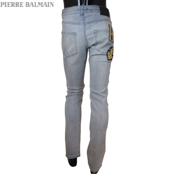 ピエールバルマン Pierre Balmain メンズ パンツ ボトムス デニム ロゴ ダメージ加工・パッチワークデザイン・ Bロゴ/錨ロゴワッペン付スキニーデニム HP56201J E6260 725 71S (R82080) 【送料無料】【smtb-TK】