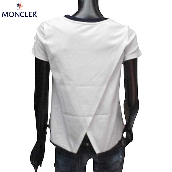 モンクレール MONCLER レディース トップス Tシャツ 半袖 ロゴ アームロゴワッペン・チェストポケット・バック裾カットデザインTシャツ 白 8066900 8390X 001 71S (R33048)【送料無料】【smtb-TK】