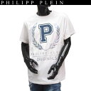 フィリッププレイン PHILIPP PLEIN メンズ トップス 半袖 Tシャツ フロントリーフ/ロゴ入りコットン半袖Tシャツ ラウンドネック ホワイト 色違い...