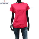 モンクレール MONCLER レディース トップス Tシャツ 半袖 ロゴ MONCLERロゴワッペン・バック絞り紐付ボートネックTシャツ ピンク 8068000...
