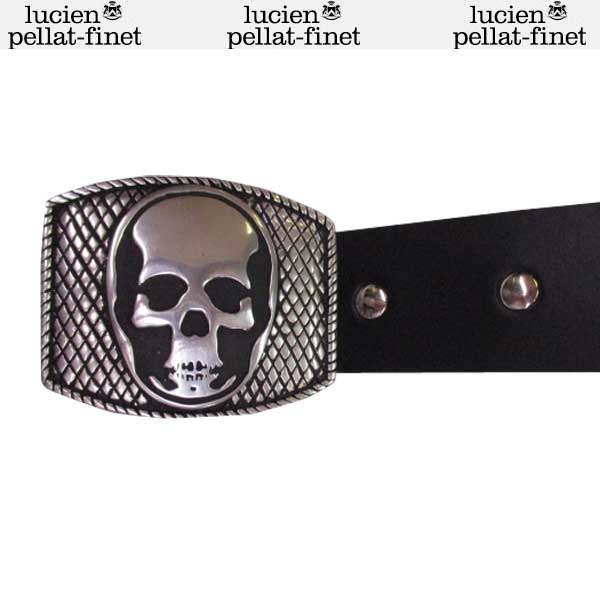 【バックル残り3】 ルシアン ペラフィネ lucien pellat-finet メンズ スカル バックル シルバー 銀色 ベルト シルバースカル 黒ブラック BELT2 BLACK 71S (R84240)【送料無料】【smtb-TK】