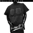 フィリッププレイン PHILIPP PLEIN メンズ トップス 半袖 Tシャツ マルチロゴ・スカルエンブレム入りコットンTシャツ ブラック MTK0019 P...
