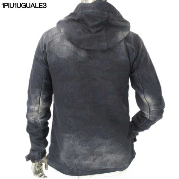 ウノピゥウノウグァーレトレリラックス 1PIU1UGUALE3 RELAX メンズ トップス パーカー フーディー ロゴ ムラ染め加工・カモ柄ジップアップパーカー USO-709 INDIGO CAMO 71A【送料無料】【smtb-TK】