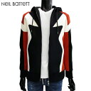 ニールバレット Neil Barrett メンズ トップス パーカー フーディ 切り替えしデザイン入りジップアップパーカー ブラック BJS284V F563C...