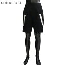 ニールバレット Neil Barrett メンズ パンツ ボトムス ボンディング素材・ジップポケット/ホワイトライン付きハーフスウェットパンツ ブラック PBJP66S G502S 524 81S (R67800)