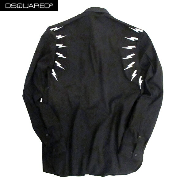 ニールバレット Neil Barrett メンズ ドレスシャツ トップス 長袖 稲妻 サンダーボルト入りコットンワイシャツ ブラック PBCM833B G021S 524 81S (R60300)【送料無料】【smtb-TK】