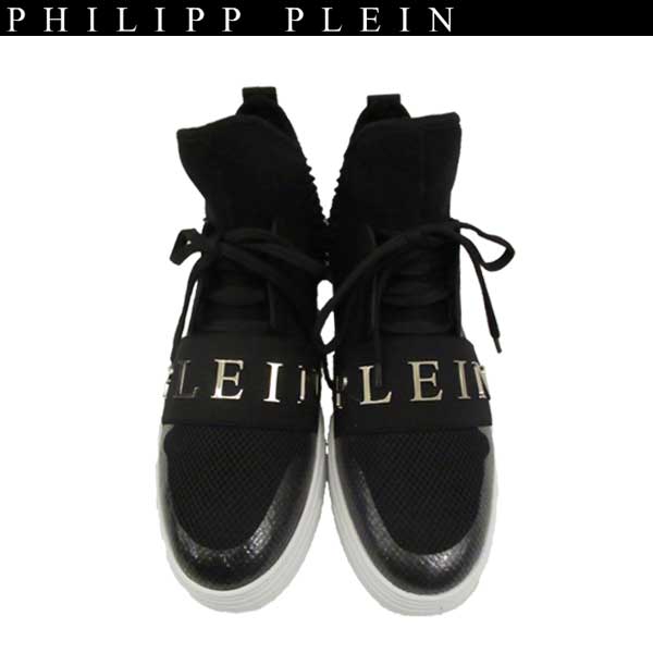 フィリッププレイン PHILIPP PLEIN メンズ 靴 スニーカー ビックロゴ・スタッズ付きハイトップスニーカー リモージュ ブラック MSC0946 PCO 026N 02 81S (R186000)【送料無料】【smtb-TK】
