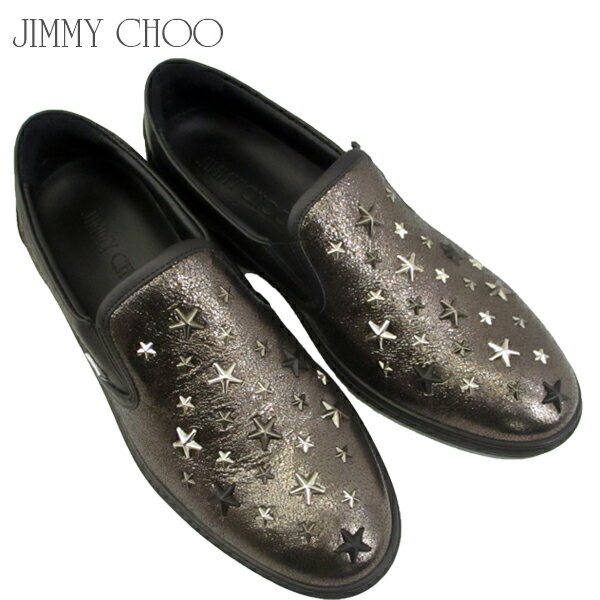 ジミーチュウ Jimmy Choo メンズ 靴 スニーカー ローカットスニーカー スリッポン ロゴ スタースタッズ・ロゴ付きレザースリッポン GROVE EOR GUNMETAL 81S (R118800)【送料無料】【smtb-TK】