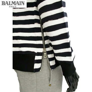 バルマン BALMAIN メンズ プリントセーター トレーナー スウェット生地 アメリカ国旗 ボーダー柄 モノトーンカラー 星柄 スター 白 黒S8H6701 I088 181 81S【送料無料】【smtb-TK】