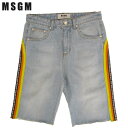 エムエスジイエム エムエスジーエム MSGM メンズ パンツ ボトムス ハーフパンツ デニム ロゴ カラフルライン・MSGMロゴラインデニムショーツ ブルー ライトブルー 水色 2440MB43L 184065 82 81S (R40500)【送料無料】【smtb-TK】