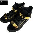 ジュゼッペザノッティ GIUSEPPE ZANOTTI メンズ 靴 スニーカー ハイカット ゴールドプレート・ジップ付きハイカットスニーカー ブラック RU70...