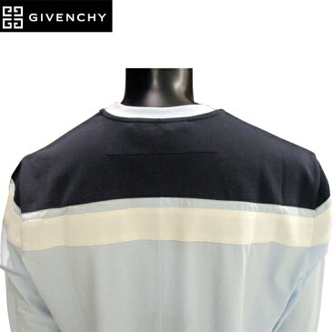 ジバンシー GIVENCHY メンズ トップス 長袖 Tシャツ ロンT クルーネック スター・ボーダーライン入りロングTシャツ 水色 BM7027 3Y03 453 81S (R100500)【送料無料】【smtb-TK】