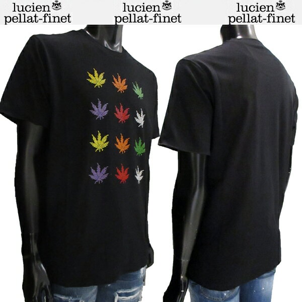 ルシアンペラフィネ lucien pellat-finet メンズ トップス Tシャツ 半袖 ロゴ カラフルドットヘンププリントTシャツ ブラック EVU1996 BLACK 81S (R151200)【送料無料】【smtb-TK】