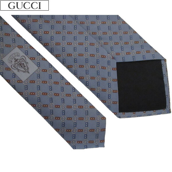 グッチ GUCCI メンズ ネクタイ ロゴ プレゼント　シルク　ブルーグレー 320381 4B00