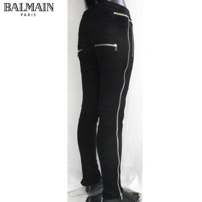 【完売】 2018年秋冬新作 バルマン(BALMAIN) メンズ スウェット パンツ バイカー サイドジップ 黒 裏起毛 W8H5192 J928 176 【楽ギフ_包装】【smtb-tk】 81A