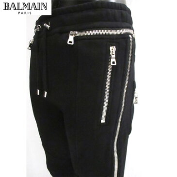 2018年秋冬新作 バルマン BALMAIN メンズ スウェット パンツ バイカー サイドジップ 黒 裏起毛 W8H5192 J928 176 81A (R138000) 【送料無料】【smtb-TK】