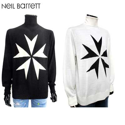 ニールバレット Neil Barrett メンズ トップス ニット セーター 2color 指穴開き・ロゴ付きハイネックニット 白/黒 BMA831AV H62...