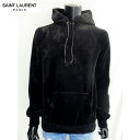 サンローランパリ SAINT LAURENT PARIS メンズ トップス パーカー フーディー ベロア ベルベット素材・ダメージ加工付パーカー ブラック BM...