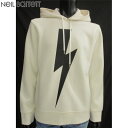 ニールバレット Neil Barrett メンズ トップス パーカー フーディー ロゴ サンダーボルトロゴ・サイドジップ付きパーカー 白 BJS413F H51...
