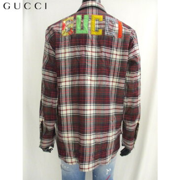 【送料無料】 2018年秋冬新作 グッチ(GUCCI) メンズ シャツ 長袖 ブランド ロゴ グッチ アップリケ 刺繍 チェック バックデザイン MJ0 522597 Z529L 9086 【楽ギフ_包装】【smtb-tk】 81A