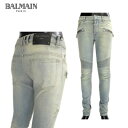 バルマン BALMAIN メンズ パンツ ボトムス デニム スキニー ヴィンテージ/ウォッシュ加工バイカースキニーパンツ ライトブルー W8H9131 T139...