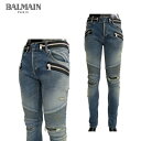 バルマン BALMAIN メンズ パンツ ボトムス デニムパンツ ヴィンテージ/ダメージ加工・ジッパー付きバイカーパンツ ネイビー W8H9216 T022 155 81A (R211680) 