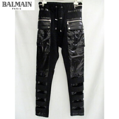 【送料無料】 2018年秋冬新作 バルマン(BALMAIN) メンズ パンツ PVCストレッチパンツ スウェット パンツ 黒ブラック W8H5074J928 JER 176 【smtb-tk】 81A