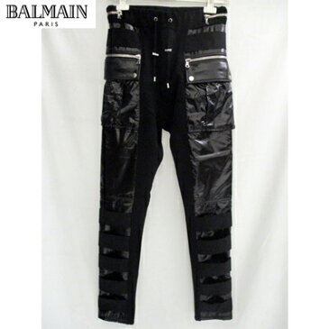 2018年秋冬新作 バルマン BALMAIN メンズ パンツ PVCストレッチパンツ スウェット パンツ 黒ブラック W8H5074J928 JER 176 81A (R132840) 【送料無料】【smtb-TK】