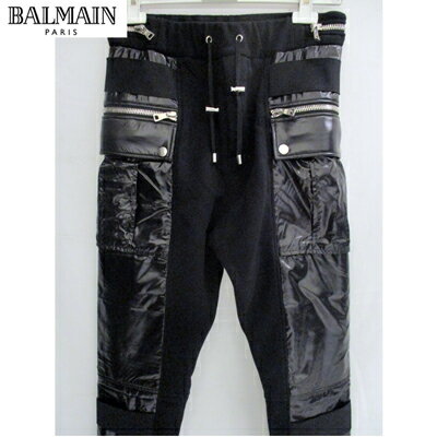 【送料無料】 2018年秋冬新作 バルマン(BALMAIN) メンズ パンツ PVCストレッチパンツ スウェット パンツ 黒ブラック W8H5074J928 JER 176 【smtb-tk】 81A