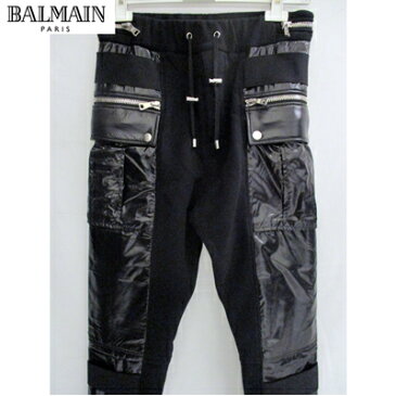 2018年秋冬新作 バルマン BALMAIN メンズ パンツ PVCストレッチパンツ スウェット パンツ 黒ブラック W8H5074J928 JER 176 81A (R132840) 【送料無料】【smtb-TK】