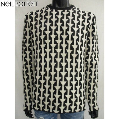ニールバレット Neil Barrett メンズ トップス セーター クルーネック 総柄アローロゴ付きウールニット BMA820 H617 2147 81A (...