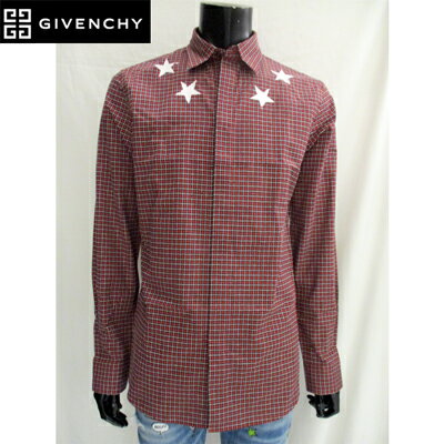 ジバンシー GIVENCHY メンズ トップス シャツ 長袖 ロゴ チェック柄スタープリント入りコットンシャツ レッド 81A-BM605W10WT 81A (...