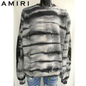 アミリ AMIRI メンズ 長袖 Tシャツ トップス 袖刺繍入りむら染めロングTシャツ オーバーサイズ タイダイスウェット グレー MKCRW DAG WHITE TIE DYE 61497001 81A (R173000) 【送料無料】【smtb-TK】