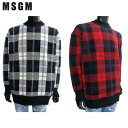 エムエスジーエム MSGM メンズ トップス ニット セーター ロゴ 2color バックMSGMロゴ・リーフデザイン入りギンガムチェックニット 黒/赤 254...