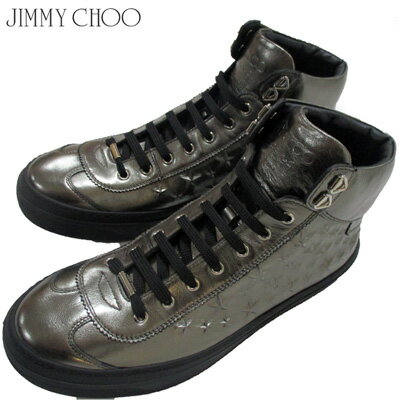 ジミーチュウ Jimmy Choo メンズ 靴 スニーカー ブランドロゴ・スタッズ付きハイカットスニーカー メタリック ナッパレザー ガンメタル アーガイル A...