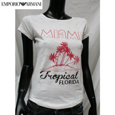 乐天商城 - エンポリオアルマーニ EMPORIO ARMANI レディース トップス Tシャツ 半袖 ロゴ MIAMI アイランドロゴプリント付Tシャツ ホワイト 色違い(ブラック/ピンク)あり　283784 5P207 WH 03A (R11000)