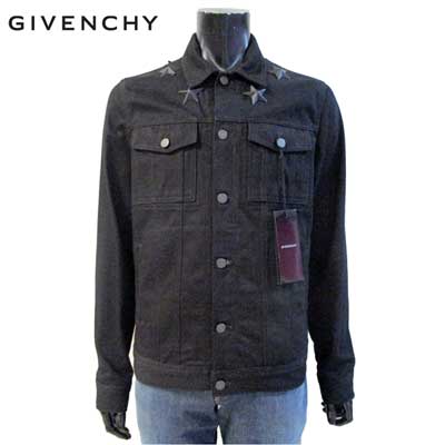 ジバンシー GIVENCHY メンズ アウター ジャケット デニムジャケット ロゴ ブラックスタースタッズ付きデニムジャケット 黒 5643 474 001 31A (R128000)【送料無料】【smtb-TK】