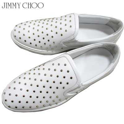 ジミーチュウ Jimmy Choo メンズ 靴 スニーカー ローカット スリッポン シルバースタッズ付きスリッポン 白 GROVE 00D WHITE 81A (R154440)【送料無料】【smtb-TK】