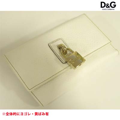 【訳アリ品 汚れ・黄ばみ有】春夏 ドルチェ＆ガッバーナ DOLCE&GABBANA グッズ 財布 ウォレット 3つ折り 鍵付き ブランドロゴ 白 ホワイト DPA212 E1579 80001 9S (R48800)【送料無料】【smtb-TK】