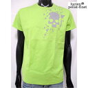 ルシアンペラフィネ lucien pellat-finet メンズ Tシャツ 半袖 トップス チェスト部分グレースカル入りコットンTシャツ 黄緑 ネオンカラー ...